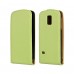 Samsung Galaxy S5 Mini - Genuine Leather Up Down Flip Protective Phone Cover Case - Green